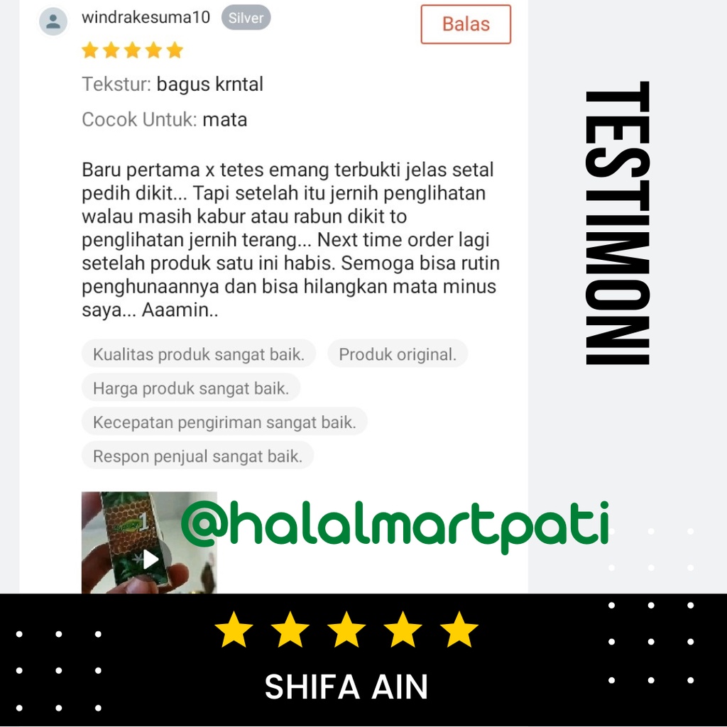 Shifa Ain Obat Vitamin Terapi Tetes Mata Minus Plus Silinder Katarak Glukoma Merah Bengkak Herbal