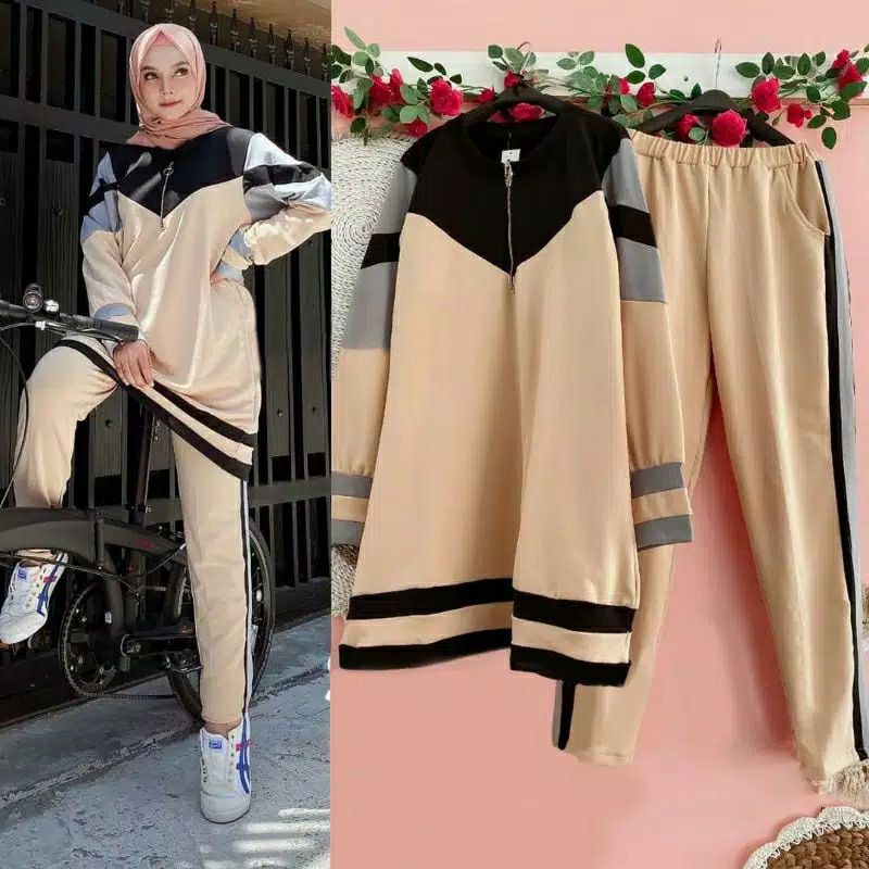 PCS SET SELLA GOWES FASHION PAKAIAN WANITA SETELAN ATASAN DAN CELANA BAHAN BABYTERRY PMS ADA VIDEO REVIEW ASLI PRODUK