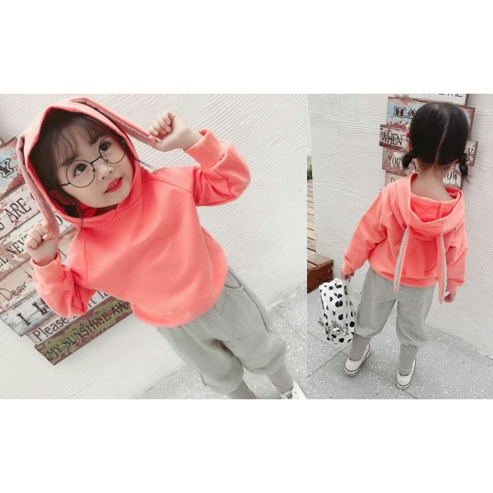 Baju Anak Setelan Celana Panjang &amp; Baju Hoodie Kelinci a10 Unisex untuk Anak Laki-laki &amp; perempuan MS