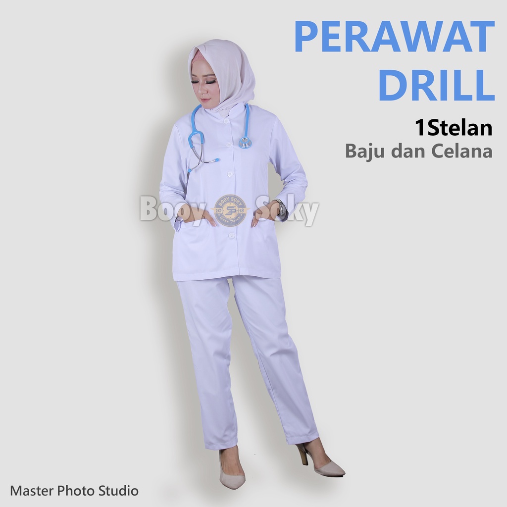 BAJU PERAWAT WANITA LENGAN PANJANG SERAGAM PERAWAT LENGAN PANJANG