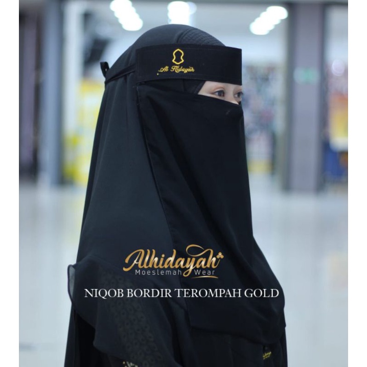 ALHIDAYAH NIQOB GAMIS cadar niqob bordir terompah gold by alhidayah