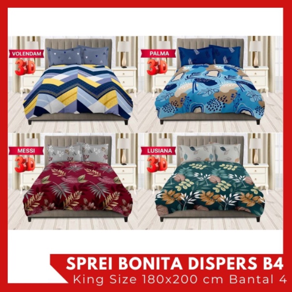 ❤ IJN ❤ Sprei BONITA B4 BANTAL 4 180x200 Motif Terbaru 3D Disperse (BISA COD)