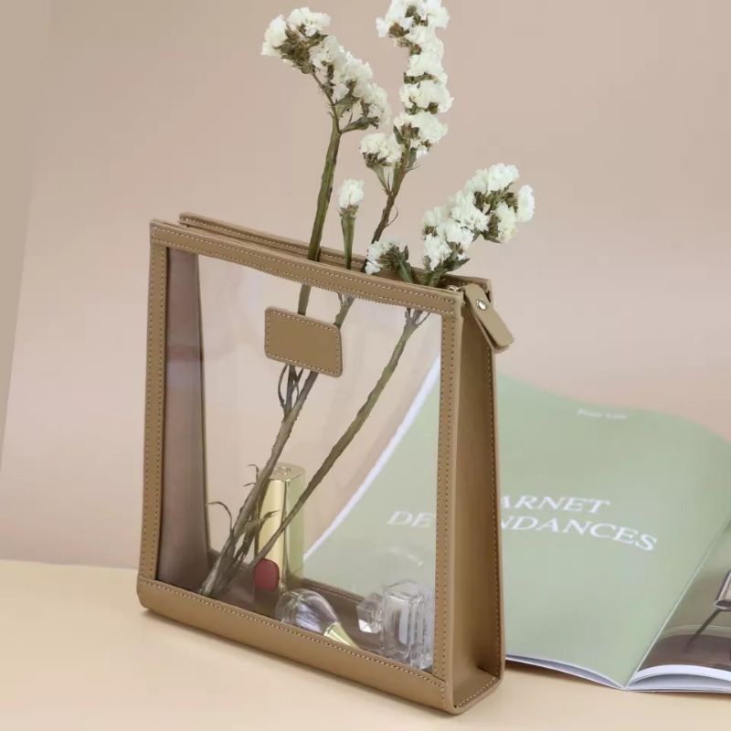 Pouch Mika Transparant Kotak Warna Pastel