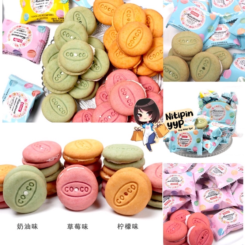 [HRG PER PCS] CoCo MiCo Macaron Sandwich Biscuit - MINI MACARON BISCUIT - Makaron Biskuit Mini LEZAT