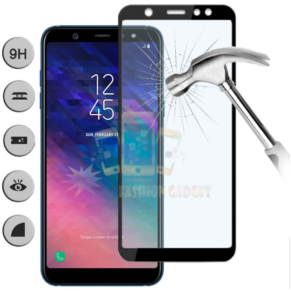 Tempered Glass Samsung Galaxy A6+ 2018 A6 Plus 6.0inc Full Colour Depan Anti Gores Kaca Screen Guard