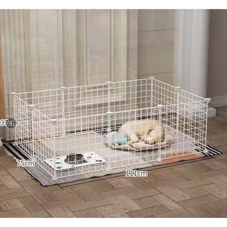 Gratis（Palu konektor stiker tali kunci）DIY Kandang pagar/Kandang Besi Lipat -Kucing Anjing Kelinci Kura-Kura Hamster Pagar Rak Penyimpanan-Putih 10  PCS