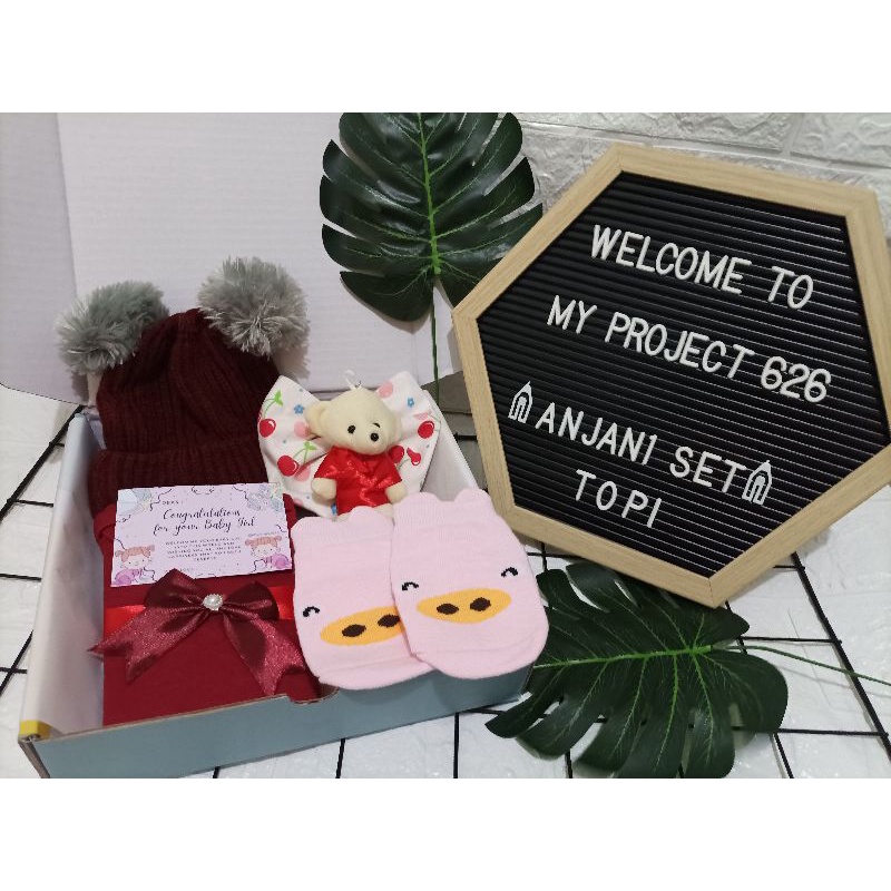 ANJANI SET | BABY HAMPERS BAYI GIFT KADO SET | PAKET LAHIRAN BAYI LAKI - LAKI PEREMPUAN UNISEX-Kupluk Maroon