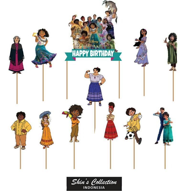Cake topper Encanto Cartoon 1 set isi 12 pcs