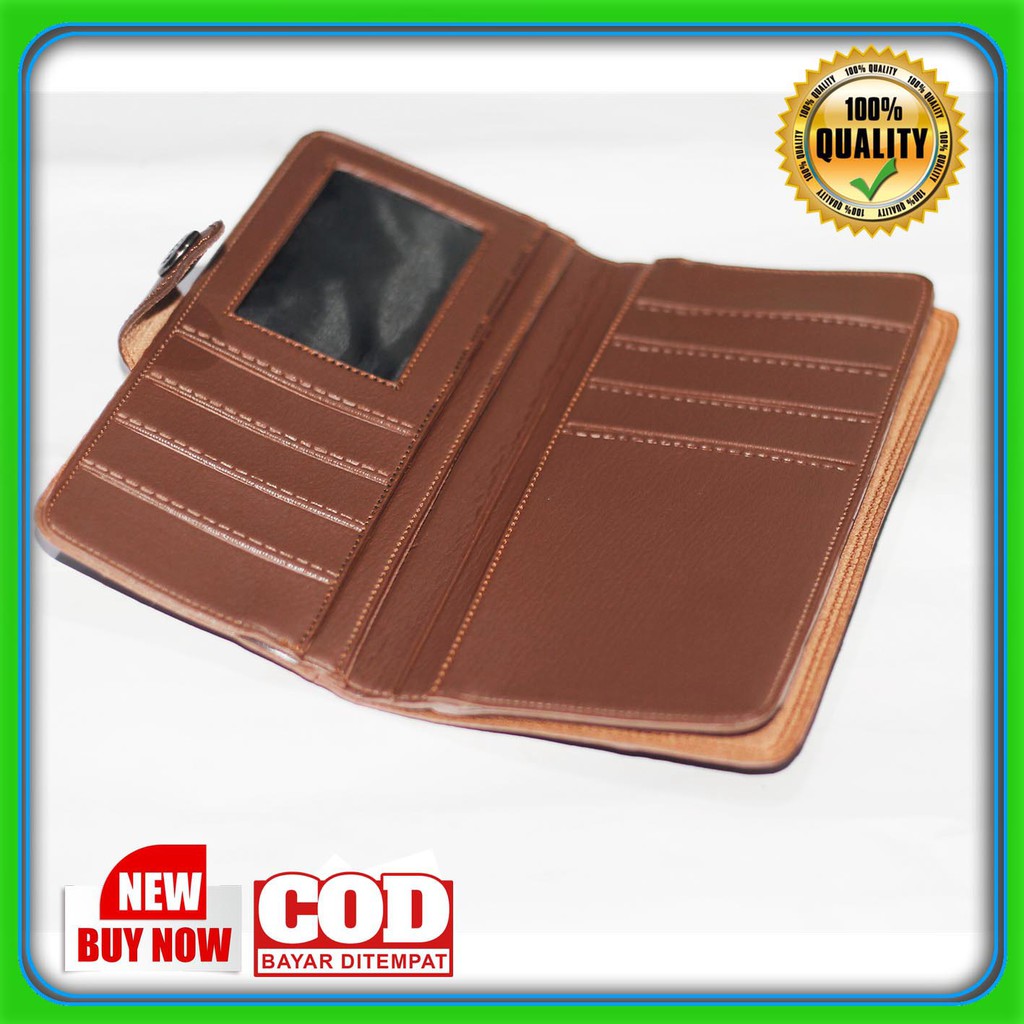 Dompet Cowok Panjang Elegan Sintetik PVC Kancing kasual