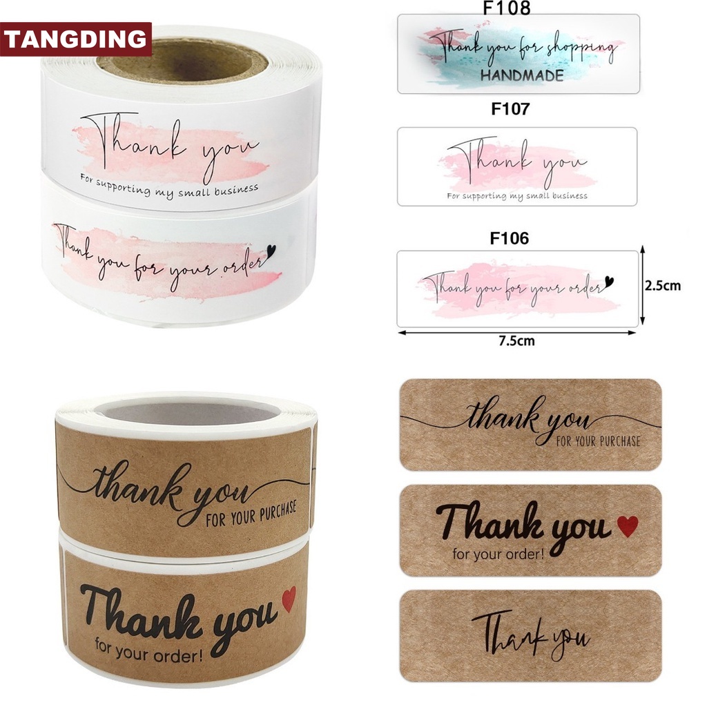 120pcs/roll Kraft Paper Thank You for Your Order Stickers for Small Business Decor Sticker Envelope Sealing