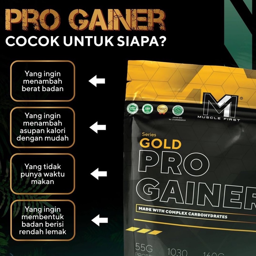 M1 Muscle First Gold Pro Mass Gainer 2 lbs 2lbs 900 gr Susu Protein Gym Bulking Penggemuk Penambah Berat Badan