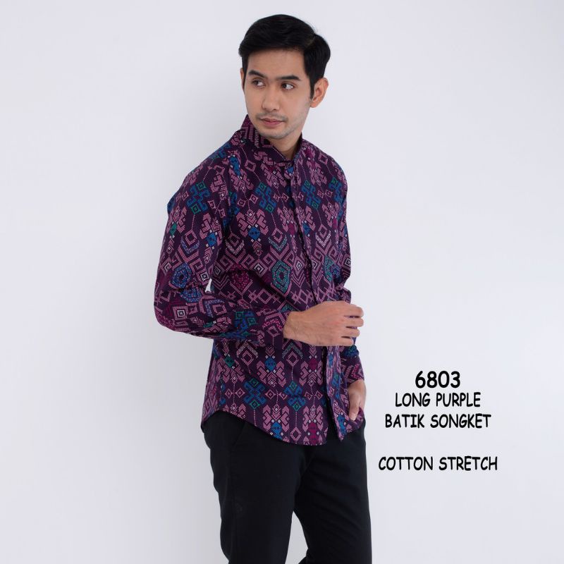 Baju Kemeja Batik Pria Lengan Panjang motif Songket