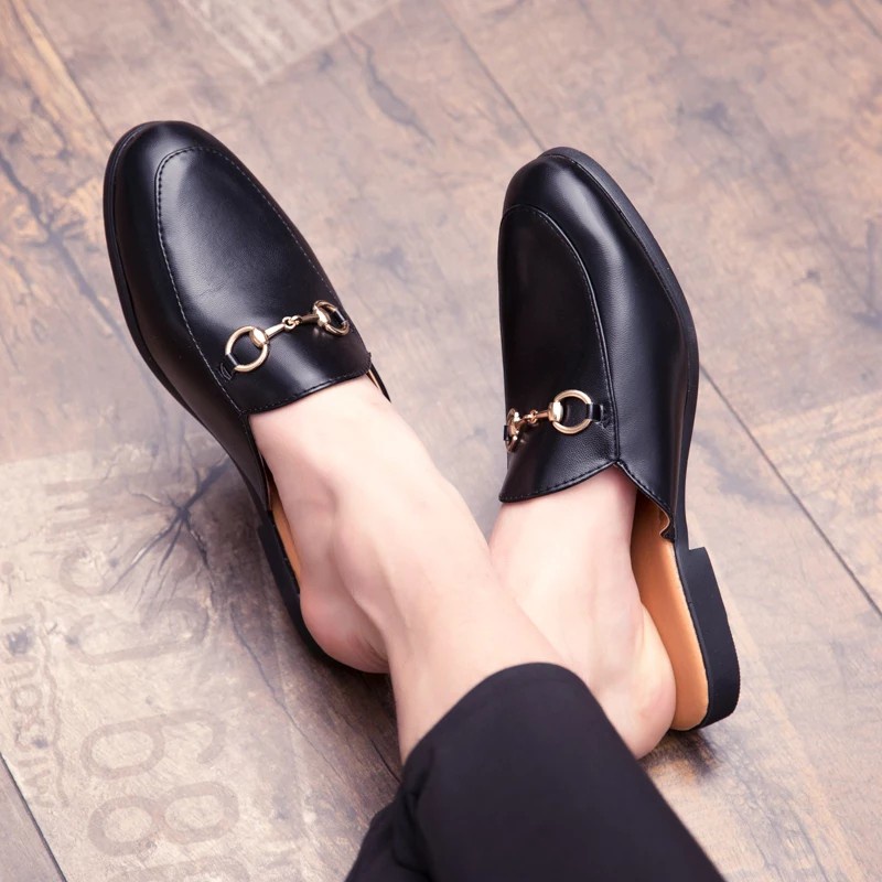 Juragan Onlen - DELIA Flats Sepatu Slip On Wanita Flat Shoes Fashion Bahan Jala Brukat Payet Sandal Mules Pita Cantik-Hitam