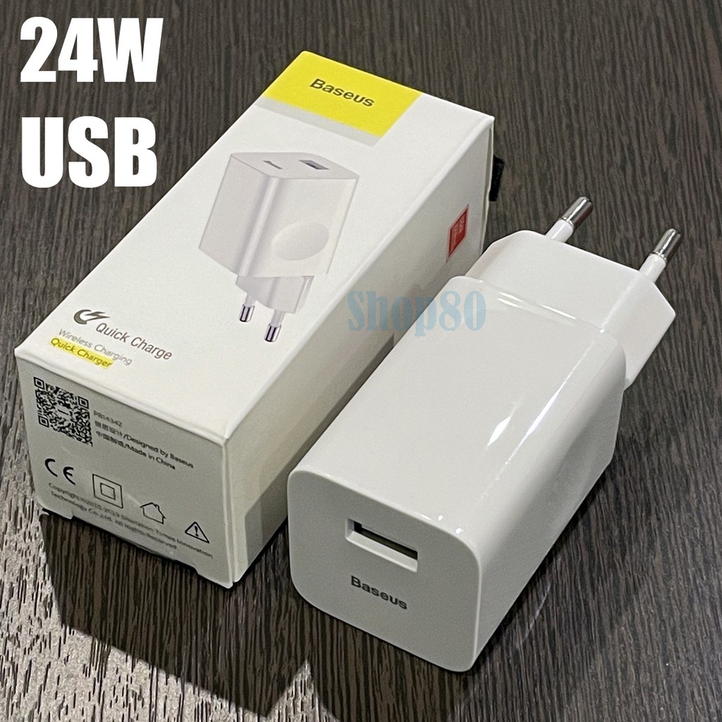 Baseus Adaptor 24W USB QC 3.0 Fast Charging Power Charger Adapter Quick Charge