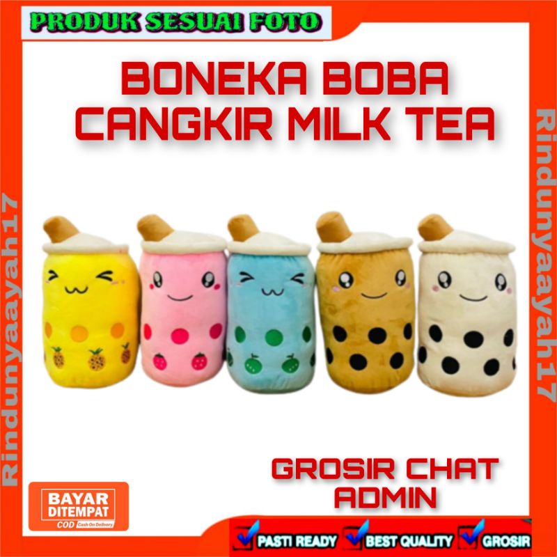 Boneka Boba Cangkir Milk Tea Bahan Yelvo Tinggi 30cm Berlabel SNI