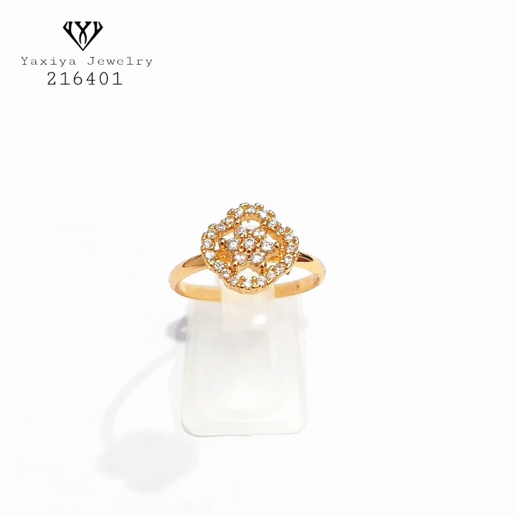 

Cincin Emas Wanita Permata Zircon Perhiasan Lapis Emas 18K Yaxiya Jewelry 155