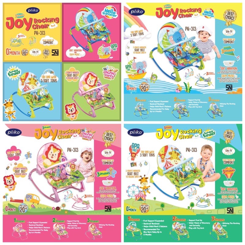 PLIKO JOY ROCKING CHAIR PK 313/ KURSI GOYANG/ BOUNCER Ayunan Bayi/Piccola Kursi bayi