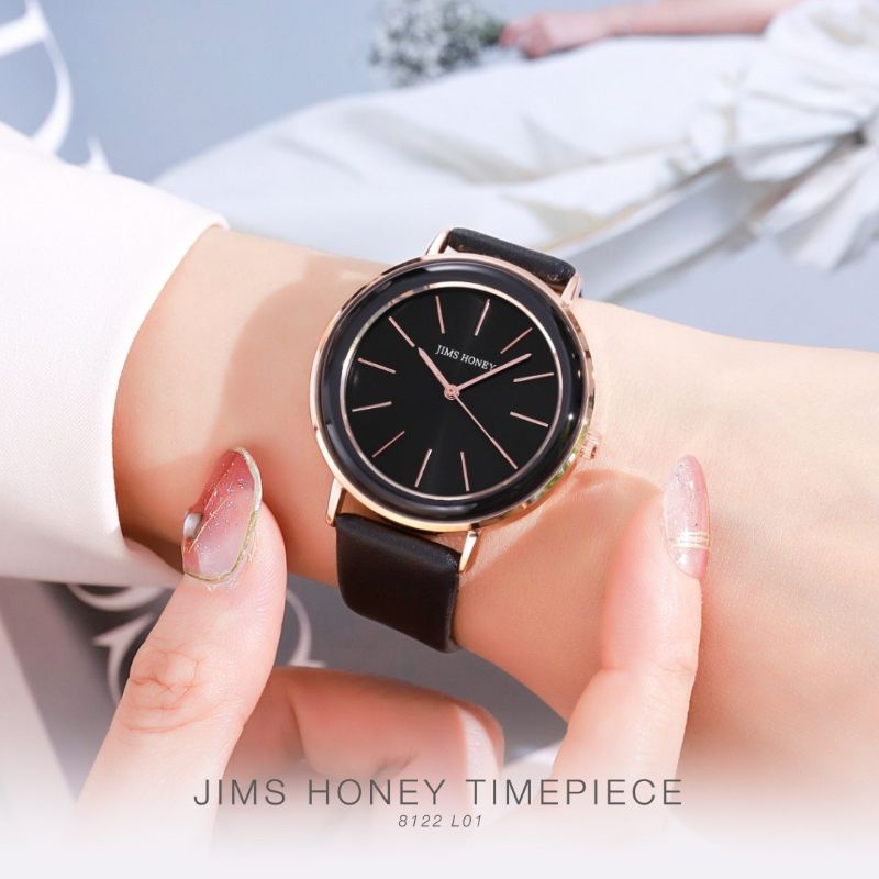 JAM TANGAN WANITA CEWE  8122 WANITA JIMSHONEY KULIT PROMO DISKON