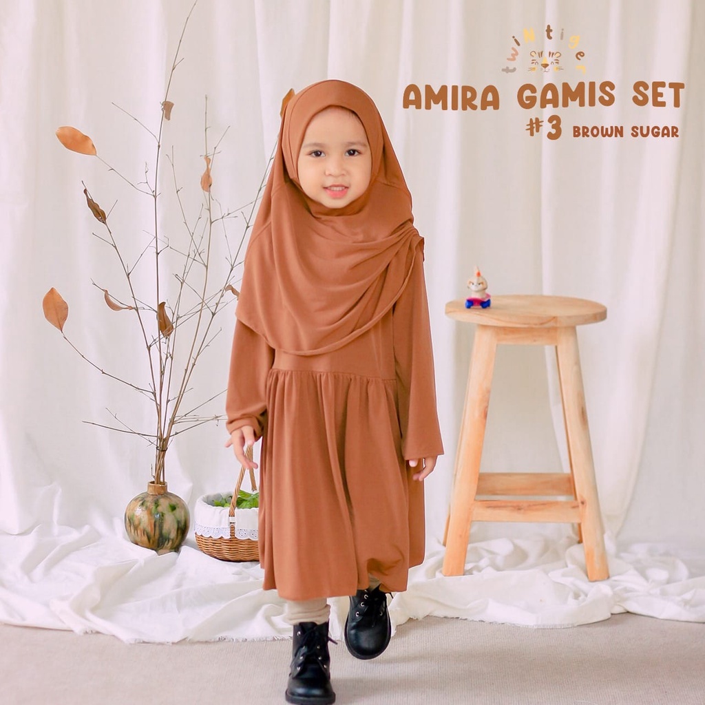 Twin Tiger Baby Amira Set Gamis Dress + Hijab  - Baju Muslim Baby