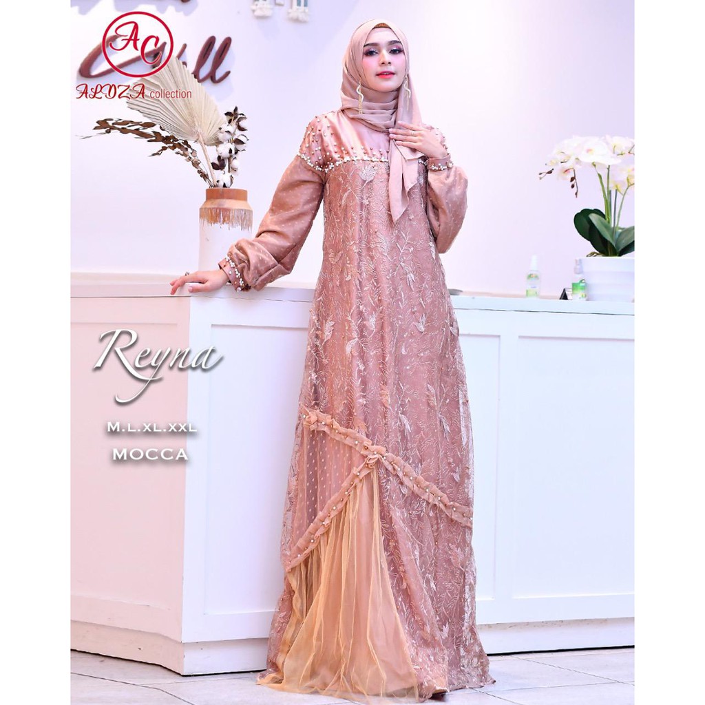 PROMO LONG DRESS PESTA TULLE MUTIARA BORDIR / LONG  DRESS PESTA CANTIK