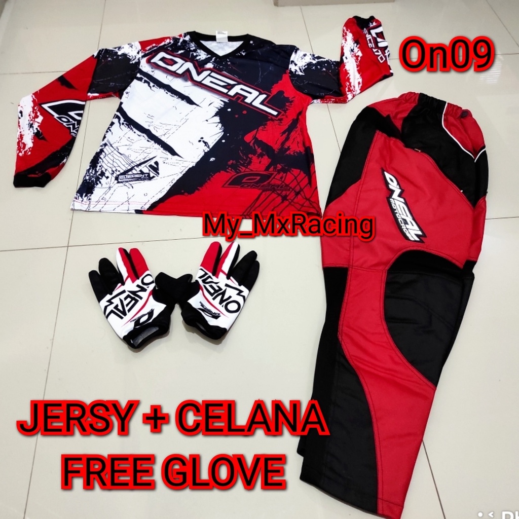 Jerseyset TRAIL CROSS- PROMO Jersey set Trail - BISA BAYAR DI TEMPAT Jersey &amp; Celana Motocross - Jersey Trabas ON09 - Jersey Stelan MX Cross - Satu Set Jersey &amp; Celana FREE GLOVES - Jersey PREMIUM - Celana Cordura