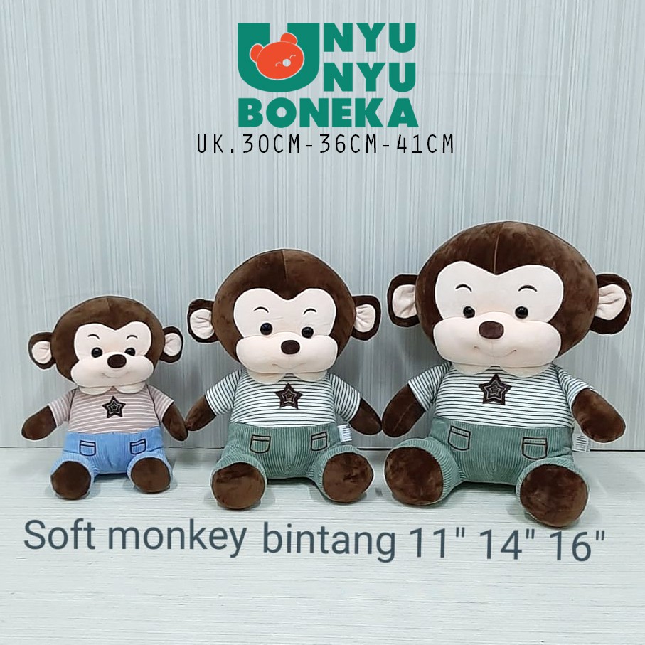 boneka soft Monkey monyet t-shirt 30cm animal kado souvenir