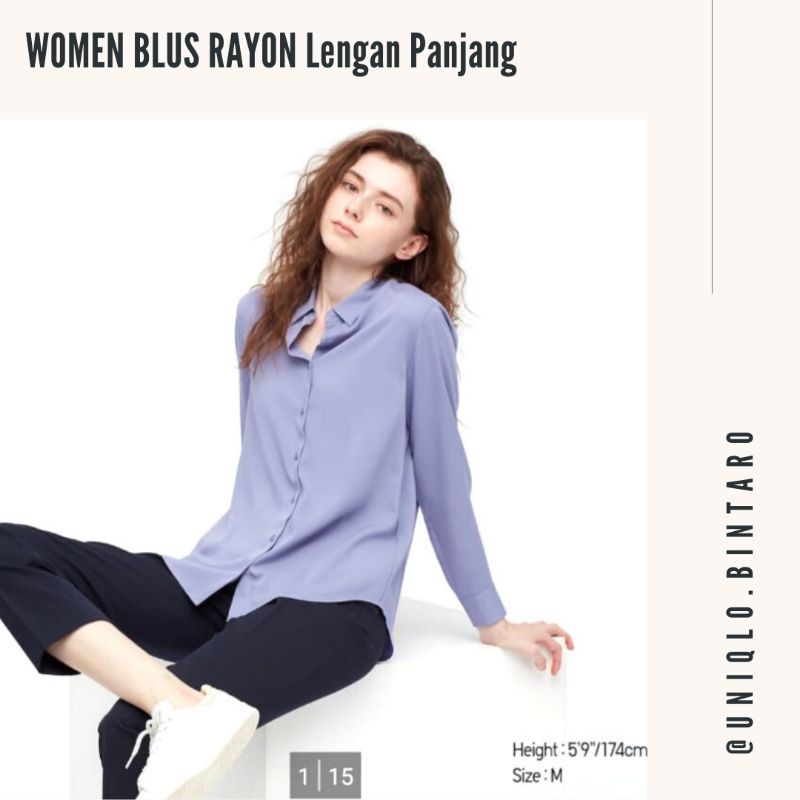 Women Blus Rayon Lengan Panjang Uniqlo