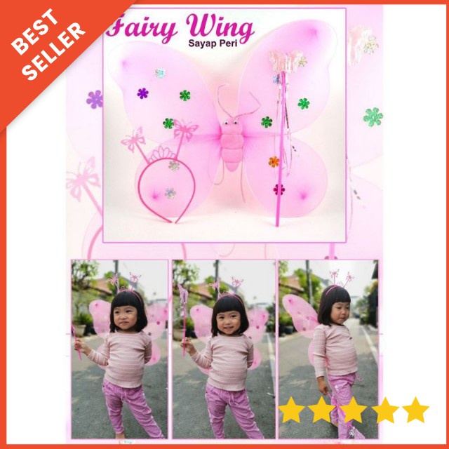 ZHAFIRA KIDS STORE - 1sett SAYAP PERI KUPU KUPU LED SAYAP TONGKAT BANDO / SAYAP PERI / FAIRY WING