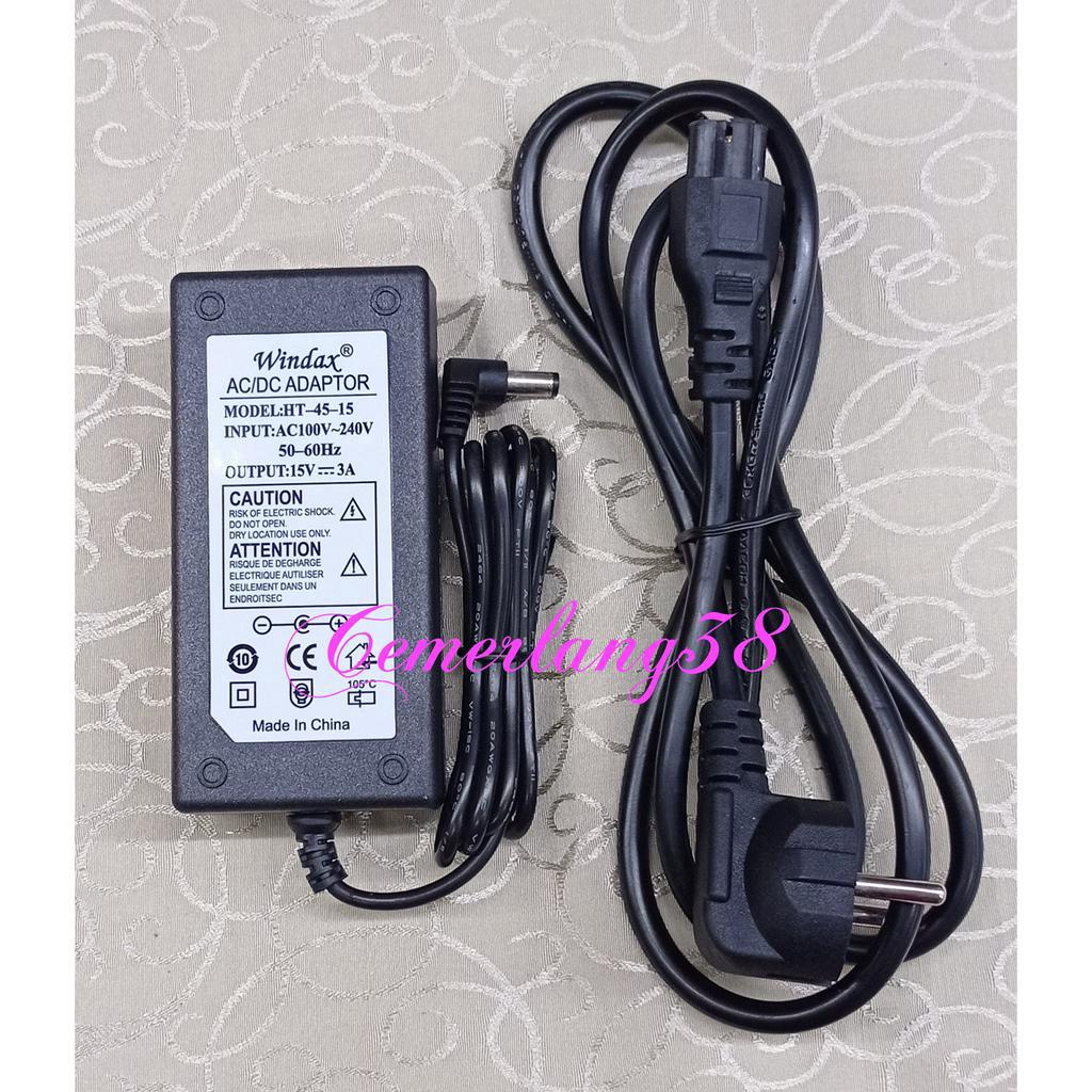 Adaptor DC 15V 3A + kabel power AC switching PSU Adapter 15 V 3 A