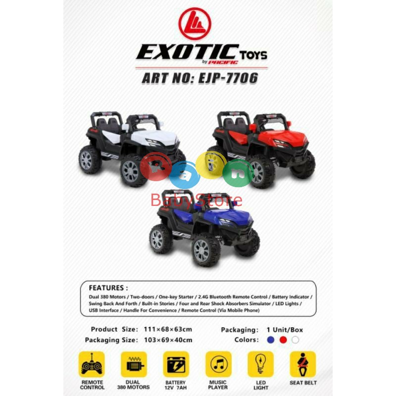 MAINAN MOBIL AKI EXOTIC RECHARGEABLE JEEP EJP-7706 || MAINAN ANAK MOBIL AKI EXOTIC JEEP EJP-7706