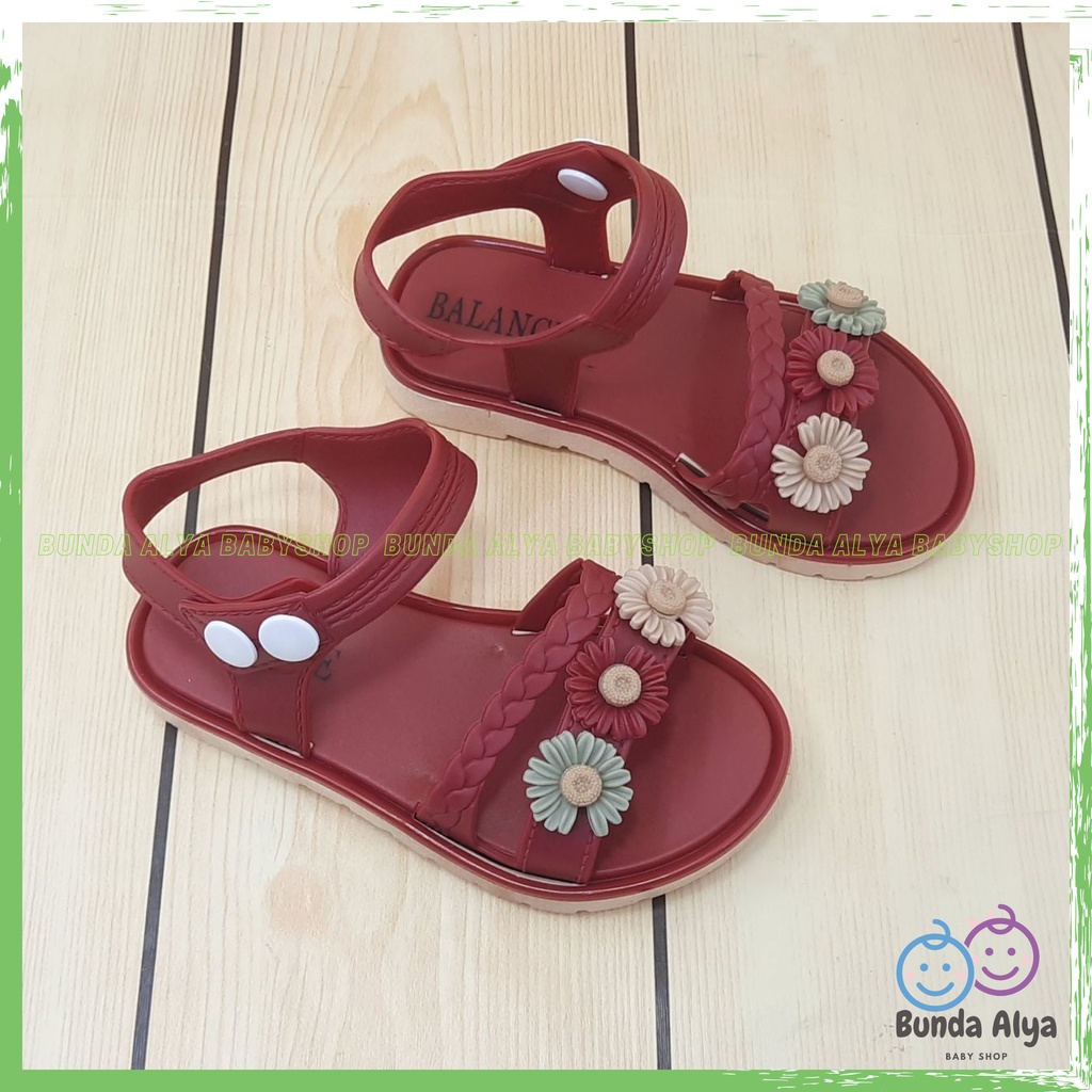 Sendal Anak Perempuan IMPORT Usia 3 Sampai 7 Tahun MARUN Model Tali Sepatu Sandal Anak Cewek Motif Bunga Lucu Kekinian Anti Slip Size 24 Sampai 35