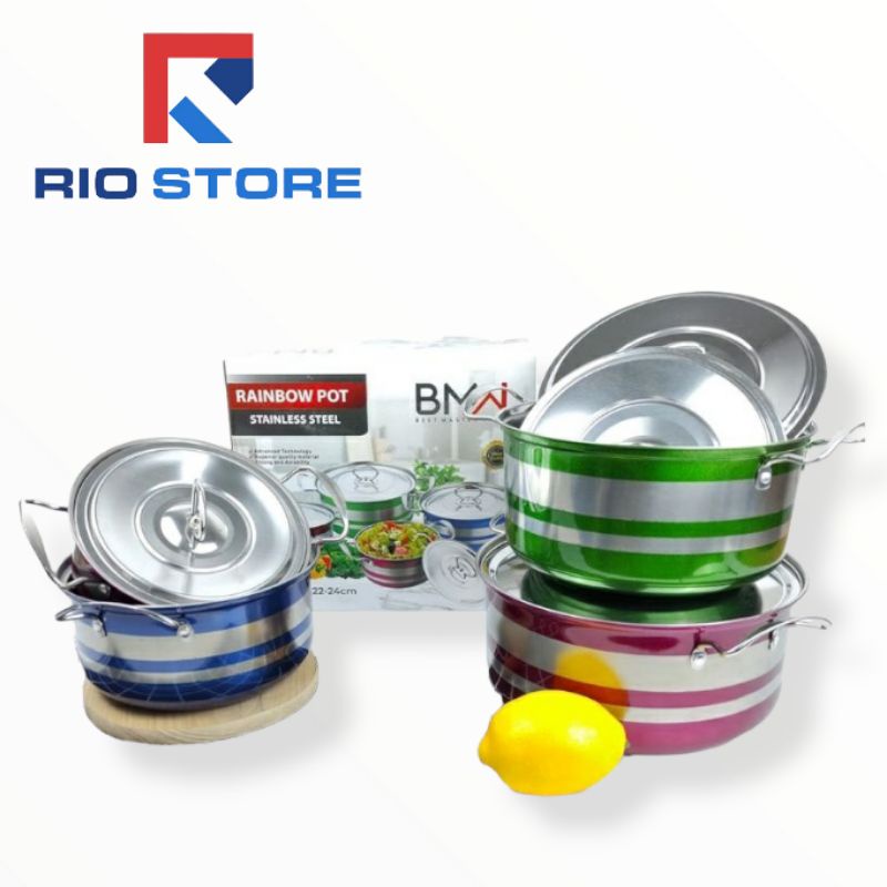 BMW PANCI SET 4 PELANGI/ PANCI SET STAINLESS + TUTUP