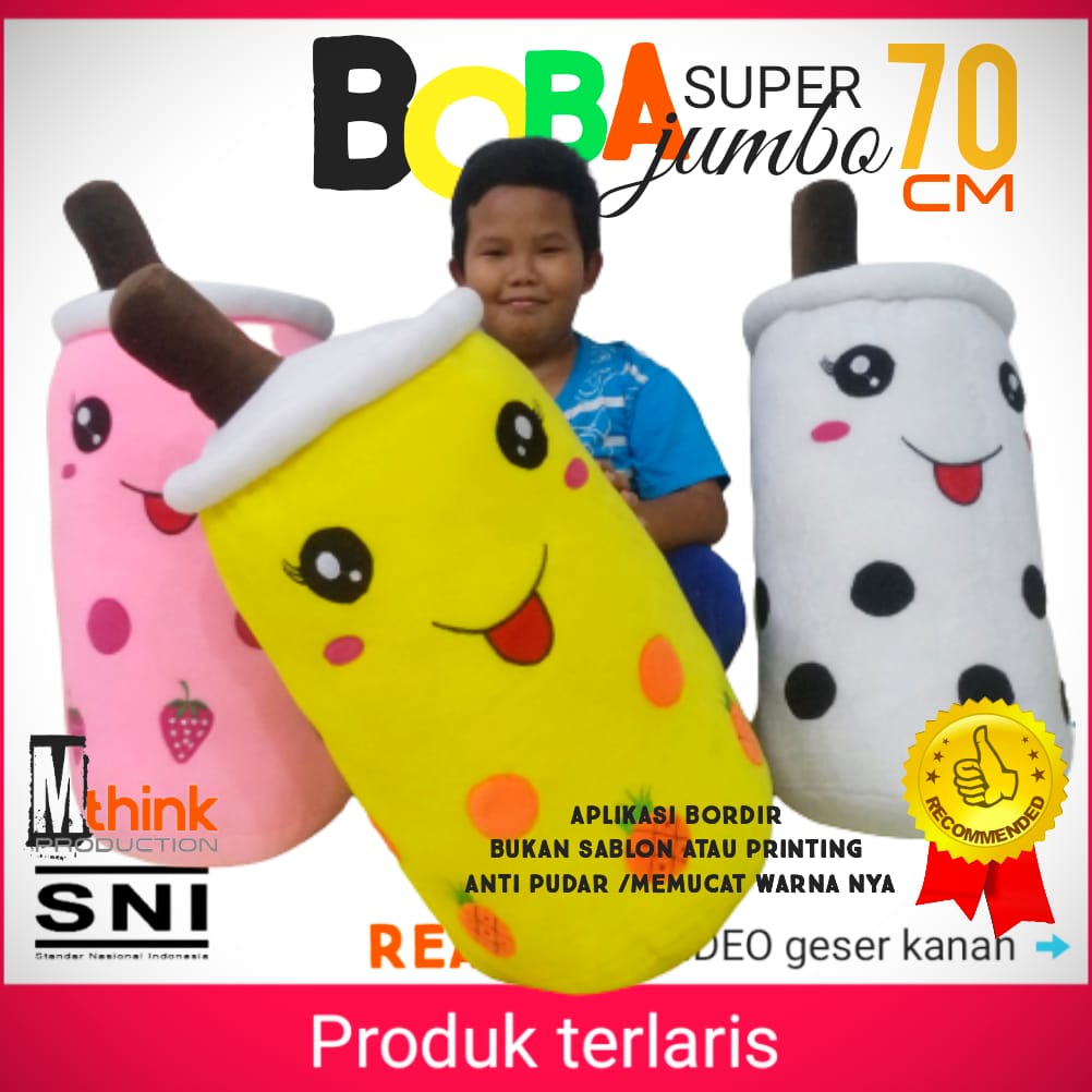 Boneka Boba jumbo Boba Bubble Milk tea besar kain halus isi lembut original 70cm SNI harga termurah