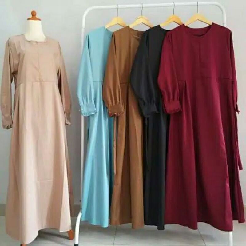 gamis toyobo polos lengan rempel busui