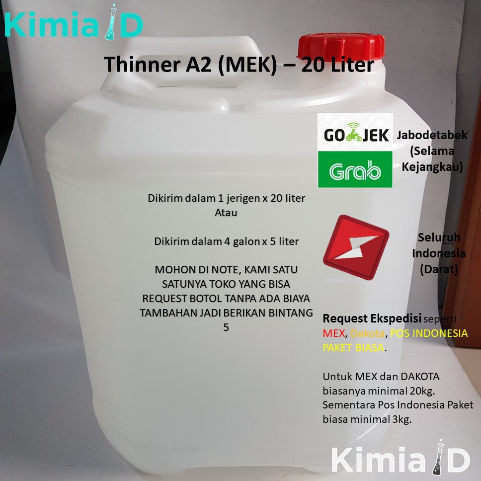 Thinner MEK 20 Liter - Thinner - Solvent - Thinner Cat - Thinner Epoxy Resin - Pengencer Resin