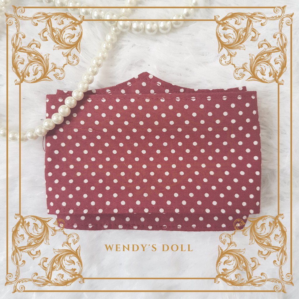 Fincy Mask Polkadot Merah Maroon Masker Kain 3D Nyaman