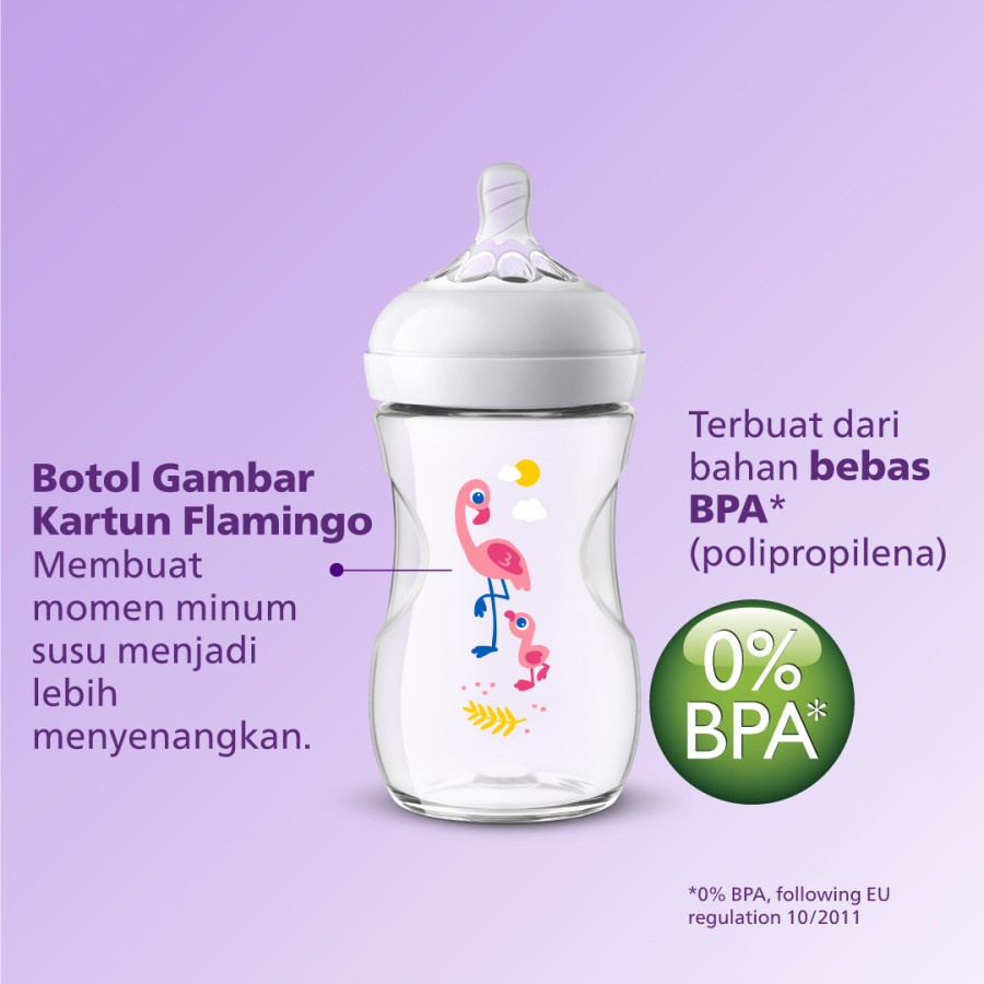 Philips Avent Natural Bottle Single 9Oz Flamingo SCF627/41 Botol Bayi