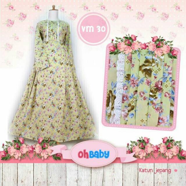 Gamis baju muslim /syar'i ibu ohbaby VM 30 katun jepang