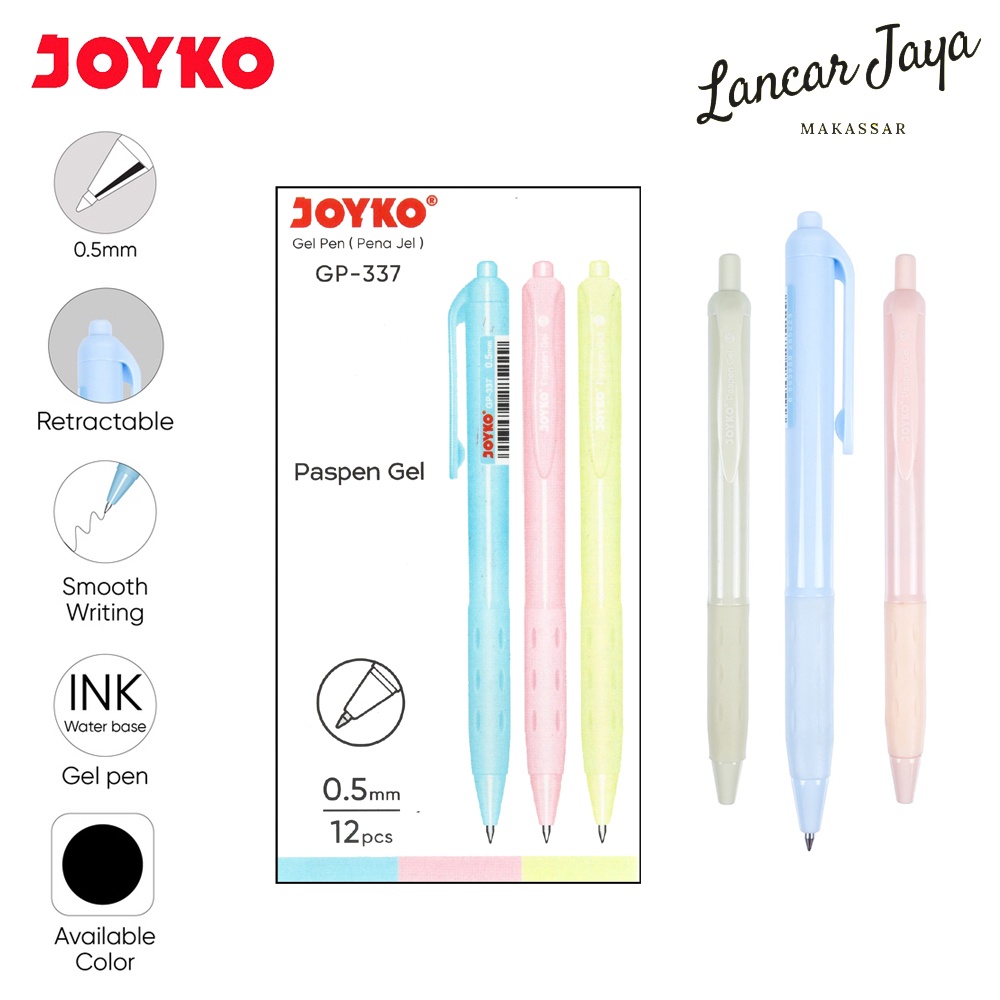 

[ 1 LSN / 12 PCS ] Gel Pen Pulpen Pena Joyko GP-337 Paspen Gel 0.5 mm