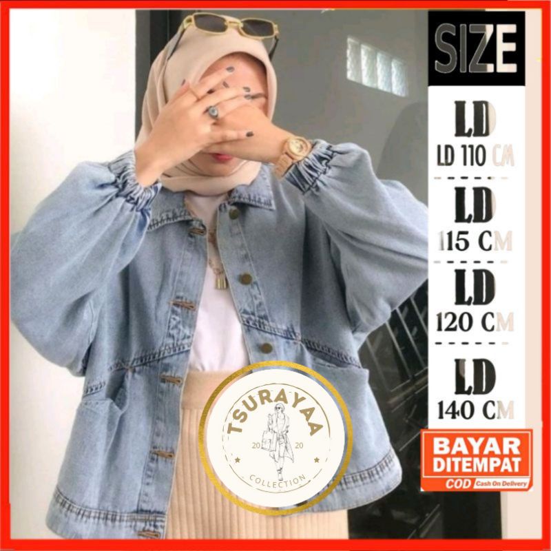 Jaket Jeans Denim Wanita Oversized Korean Style Size Up to XXL