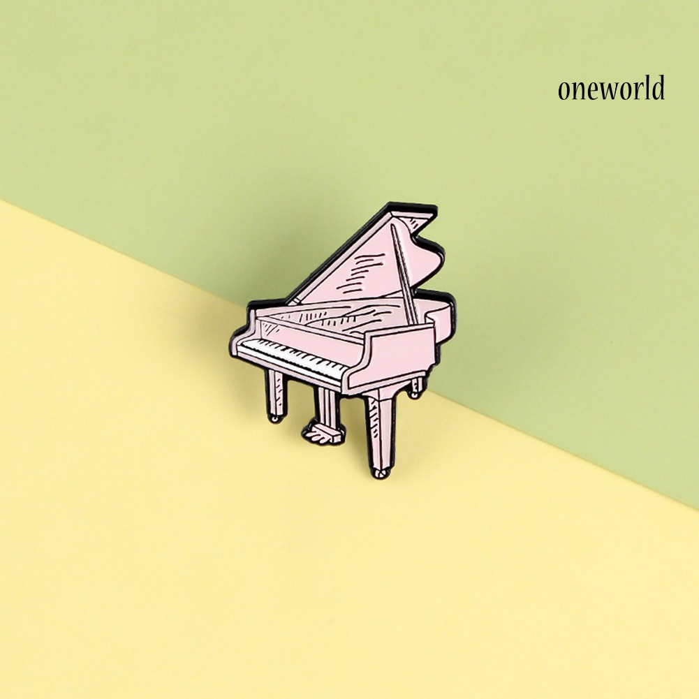 OW@ Cartoon Unisex Piano Shaped Enamel Brooch Pin Music Lover Bag Hat Badge Gift