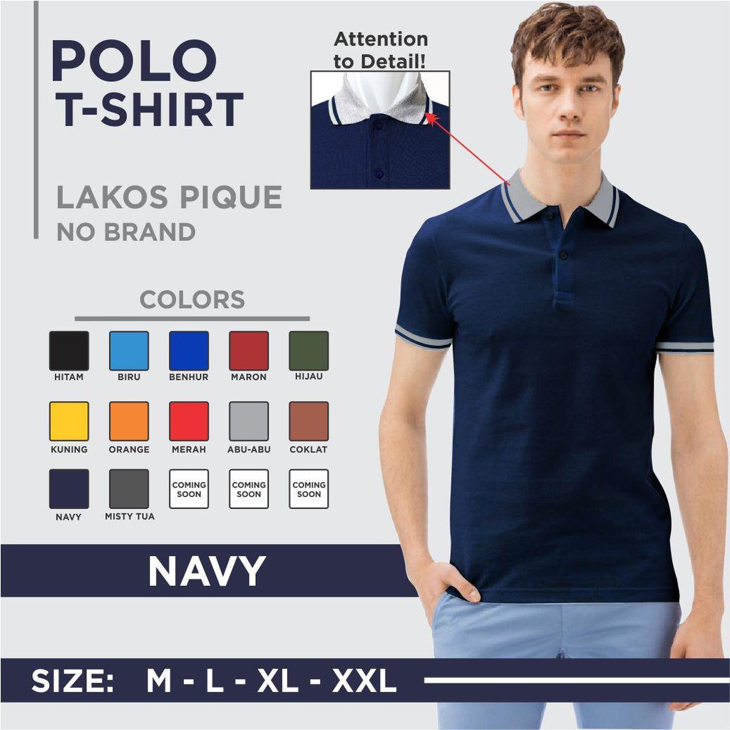 Noveli wear - Kaos polo shirt pria kerah kombinasi | atasan baju kaos kerah pria dewasa M L XL XXL