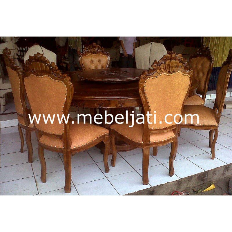 Meja makan SAlina bundar 6 kursi