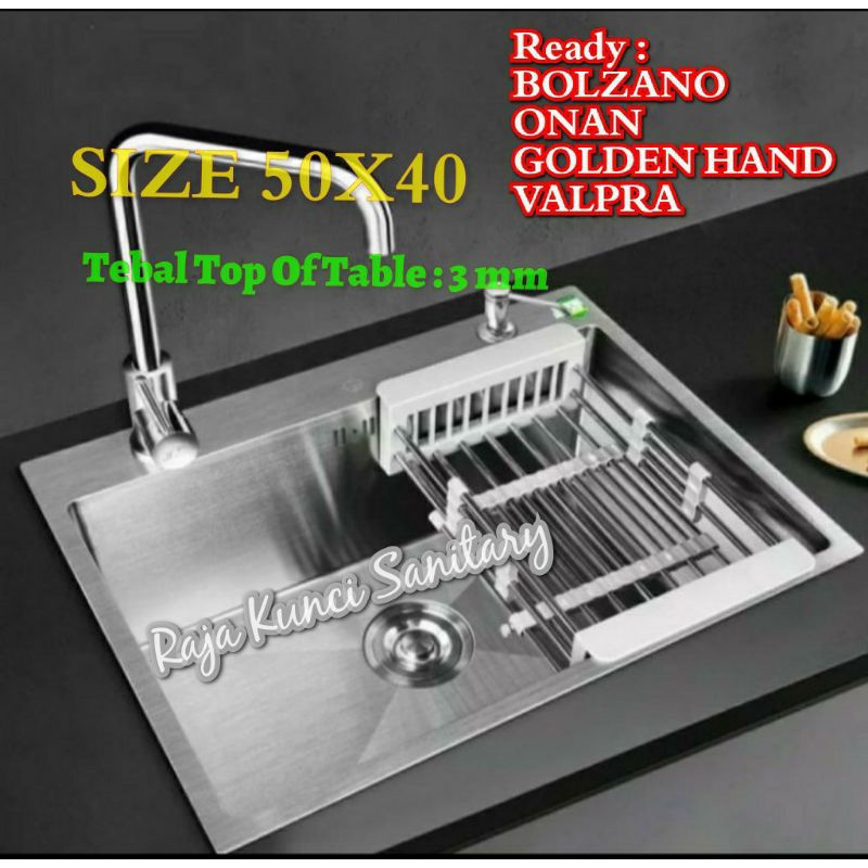 Kitchen Sink 5040 ONAN/BOLZANO /GOLDEN HAND/VALPRA /Paket Lengkap Kitchen Sink 5040 Stainless 304