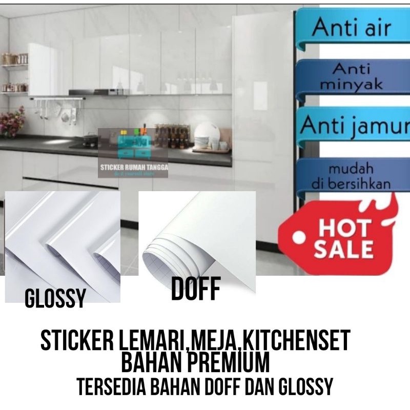 Sticker lemari meja kitchenset bahan doff Dan glossy waterproof free bubblewrap