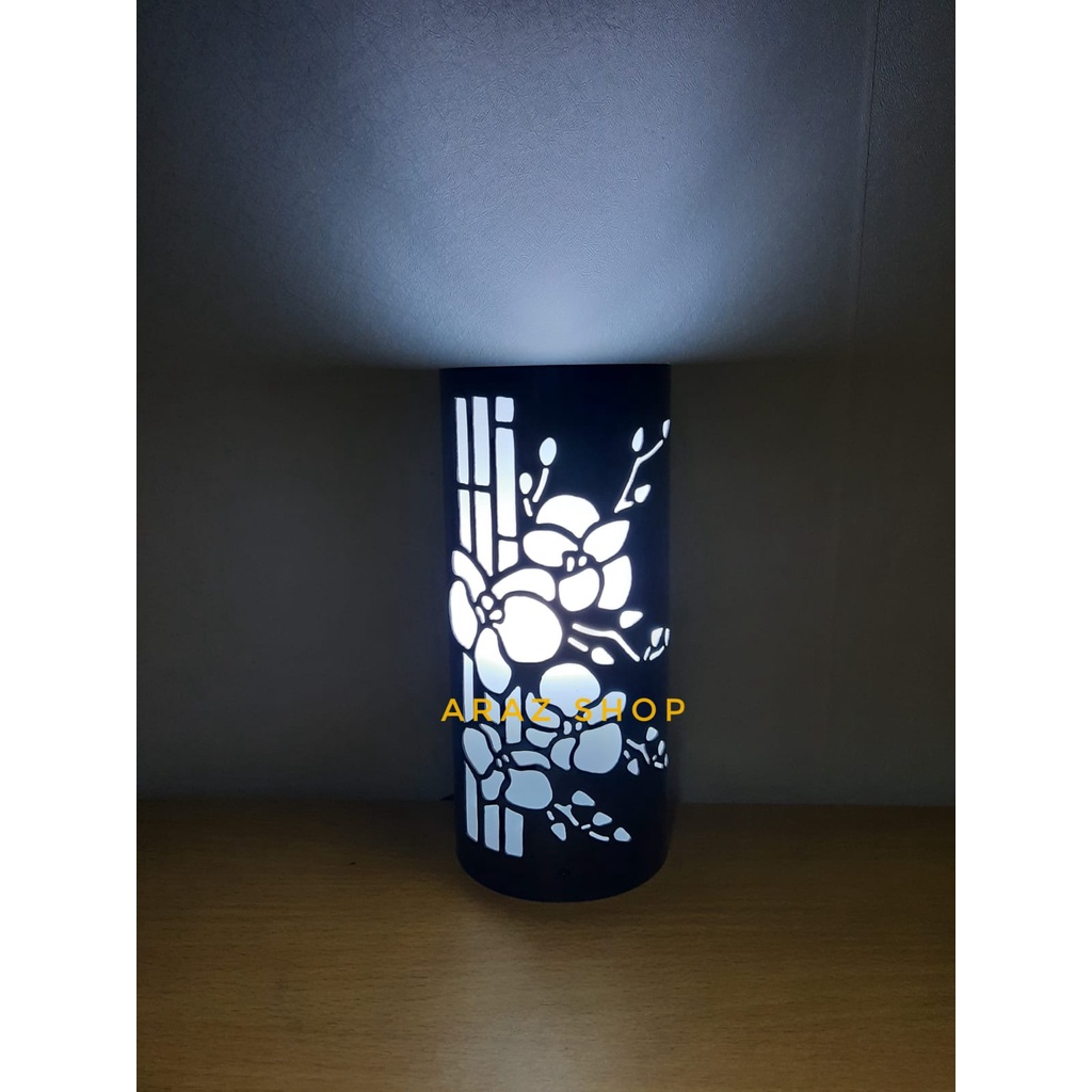 Lampu hias ukir tidur LED dinding meja bambu bunga handmade kado unik hadiah dekorasi interior