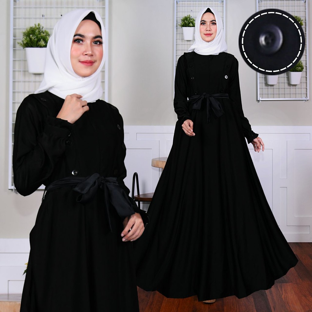 TERLARIS gamis remaja gamis hitam baju polos black gamis maxmara maxi dress ori