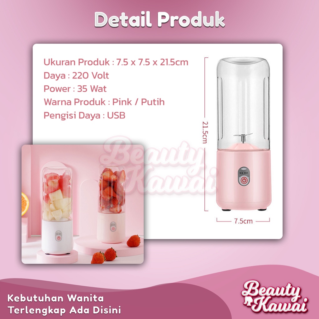 Blender Mini 410ml USB 5V Juicer Penghalus Buah Sayur Portable