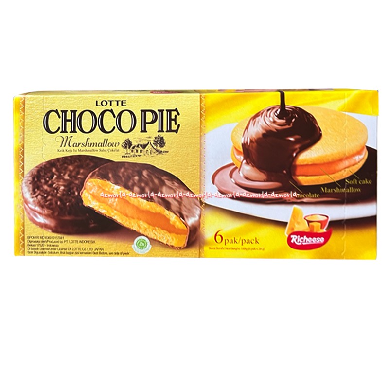 Lotte Choco Pie Marsmallow Cheese 6pcs Richeese Soft Biskuit Cake Keik Keju 168gr Softcake Mars mallow Chocolate Lote Chocopie Biscuit Lembut Lunak