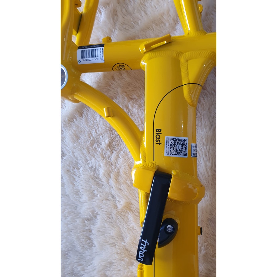 Frame Fork plus Handlepost Fnhon Blast V Brake 20 22 inch Warna Kuning Alloy